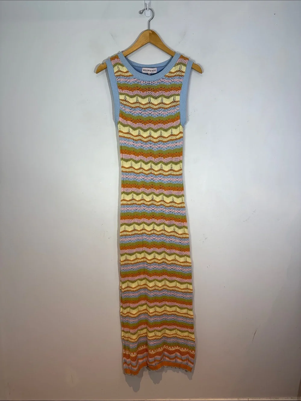 Willow & Wind Rainbow Chevron Crochet Knit Midi Dress NWT medium - Picture 11 of 12